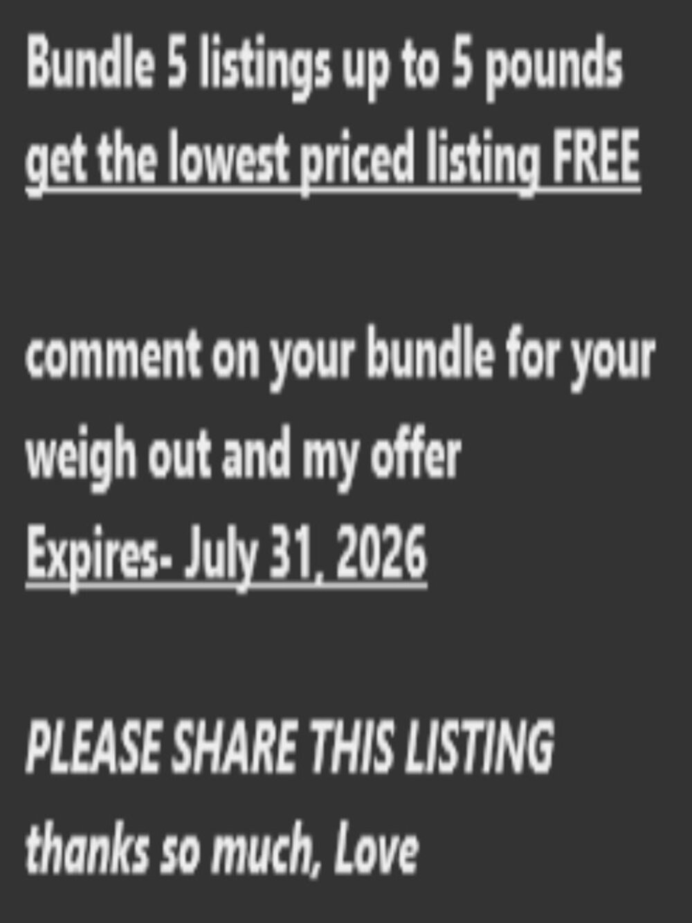 bundle 5 up to 5lbs, 5th is FREE